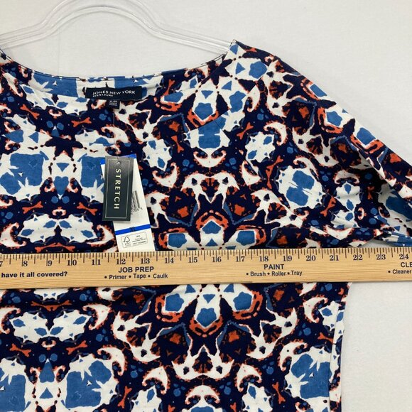 New Jones New York size XL Abstract Pattern Short Sleeve Stretch Knit Casual Top - Picture 5 of 8